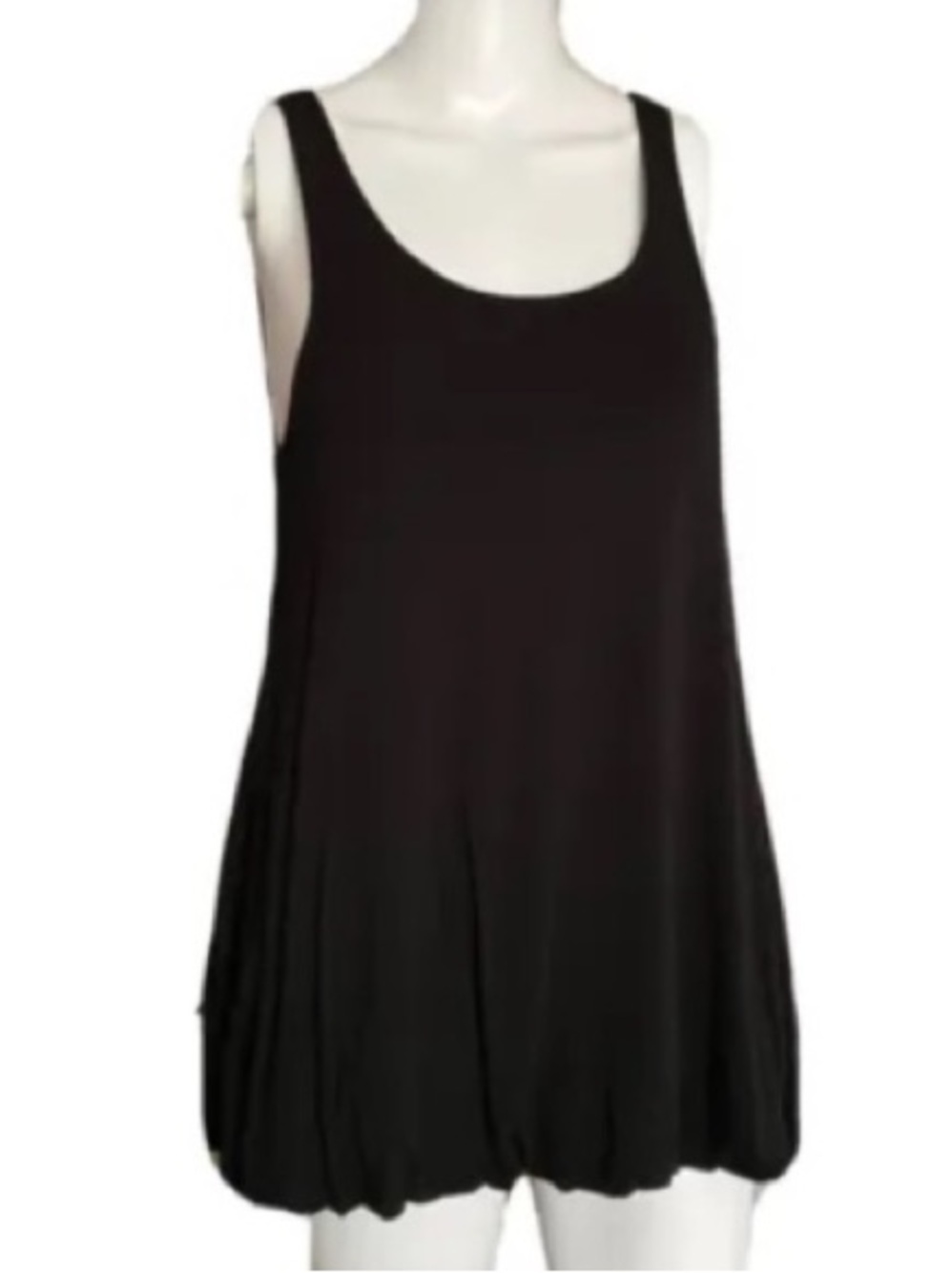 Cupio Sleeveless Lined Bubble Hem Viscose Spandex Lined Tank Top Cami Black sz S